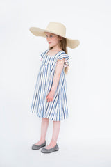 NAVY STRIPE dress with POM POM